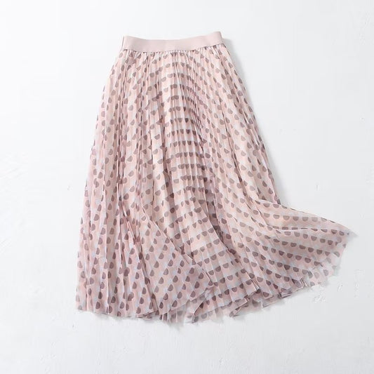 Spring Summer Dress Skirt Western Elastic Waist Korean A line Gradient Color Skirt High Waist Mesh