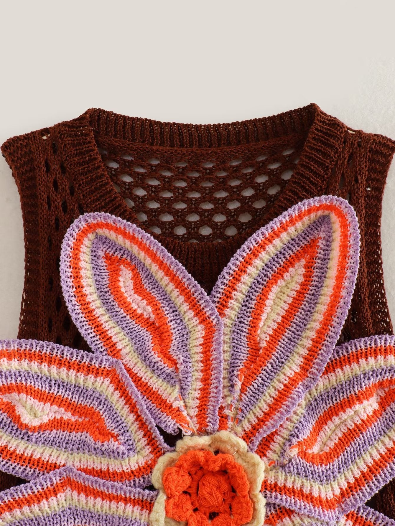 Spring Knitted Vest for Women Handmade Floral  Vest