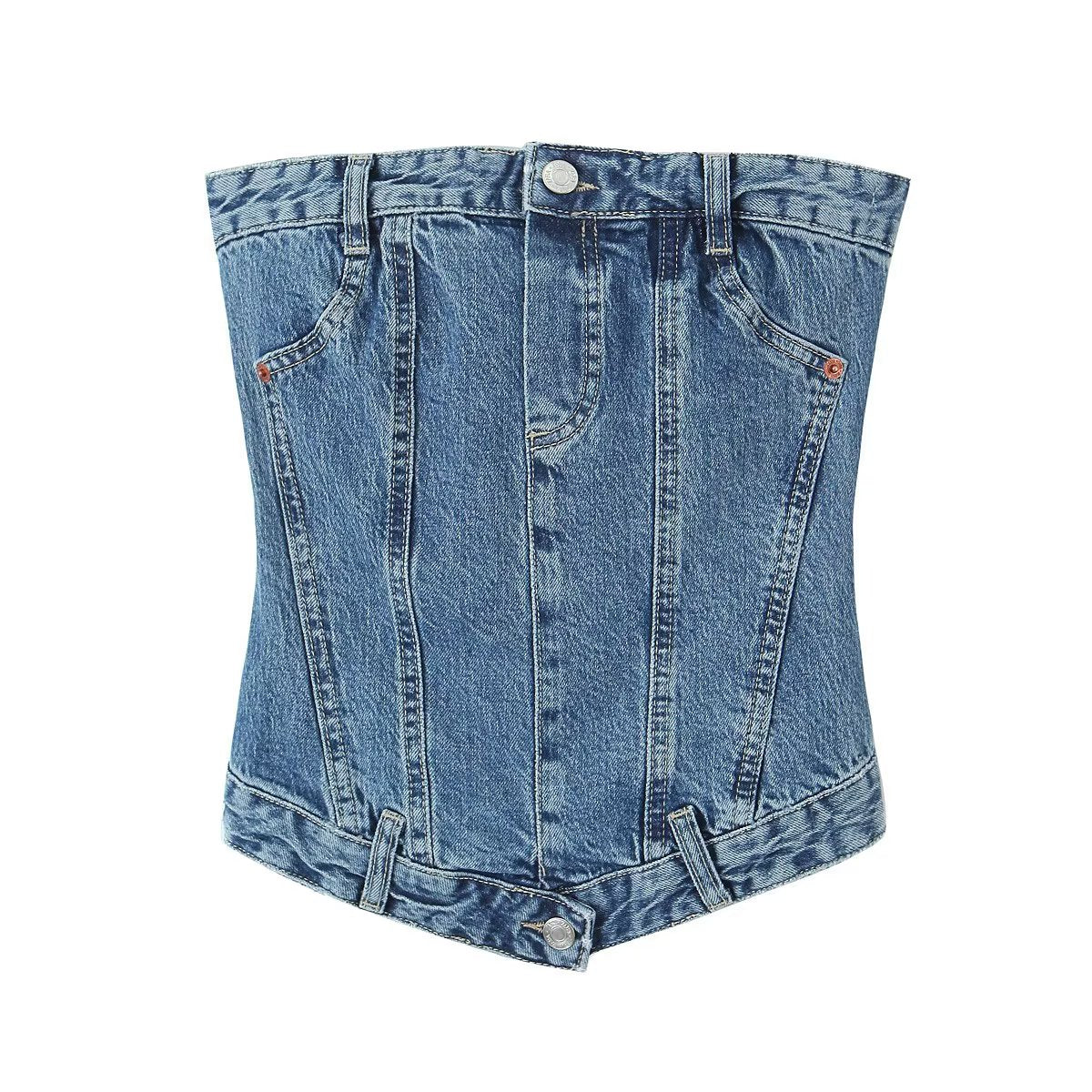 Summer Women Clothing Elastic Corset Denim Top