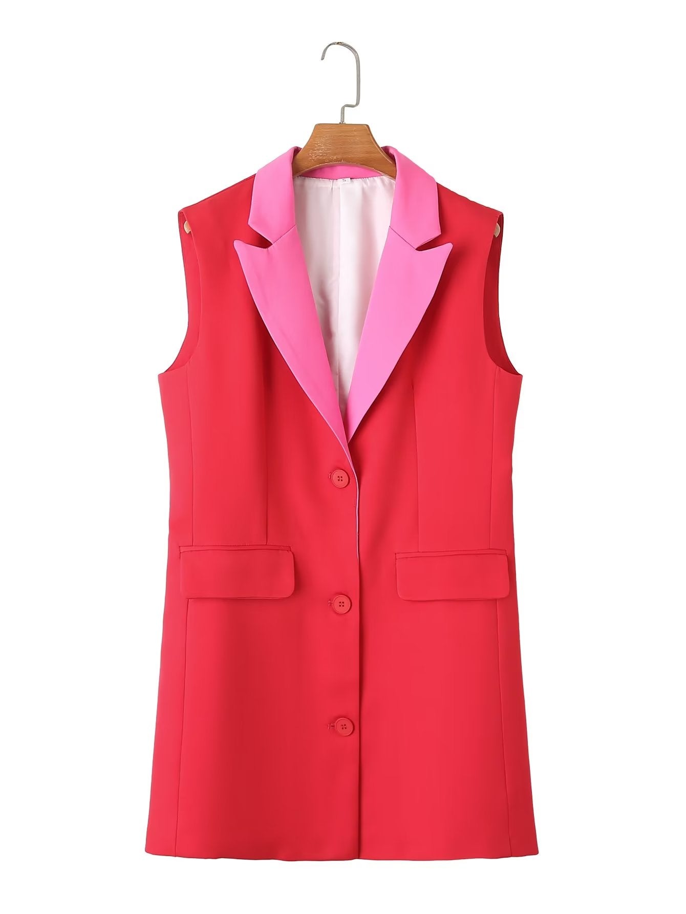 Women Mid Length Spring Autumn Thin Slim Fitting Sleeveless Waistcoat Vest