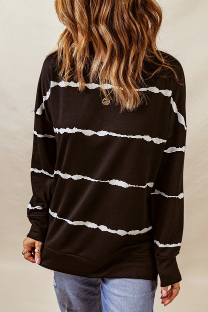 Striped Sweater Women Spring Autumn Tie Dyed round Neck Long Sleeve Pullover Women Top