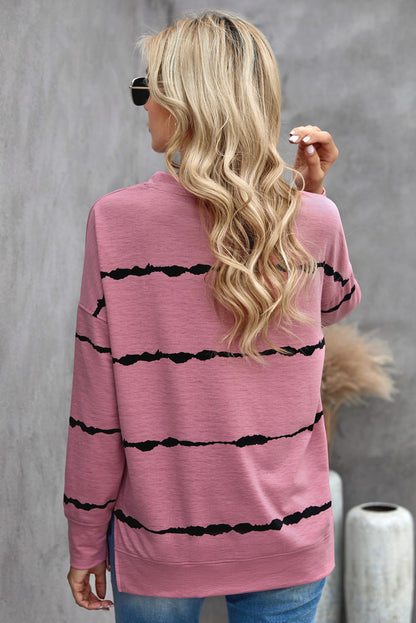 Striped Sweater Women Spring Autumn Tie Dyed round Neck Long Sleeve Pullover Women Top