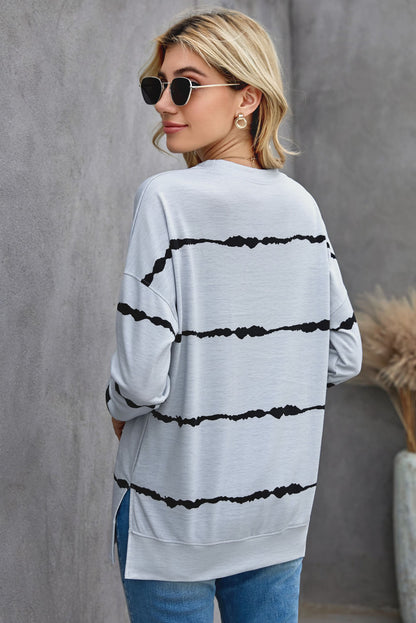 Striped Sweater Women Spring Autumn Tie Dyed round Neck Long Sleeve Pullover Women Top