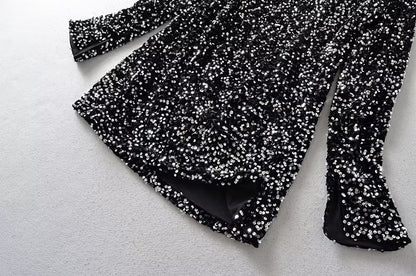 Autumn Winter V neck Sequined Nightclub Sexy Party Dress Autumn Winter Party Dress Dress