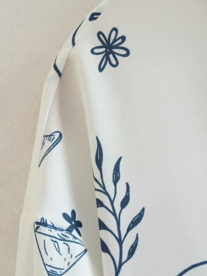 Summer Fashionable Printed Shirt Loose Lapels Single Breasted Long Sleeve Shirt Top
