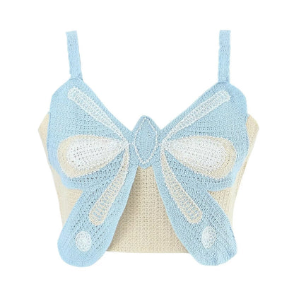 Spring Nail Beading Holiday Bowknot Decoration V Neck Short Camisole Women