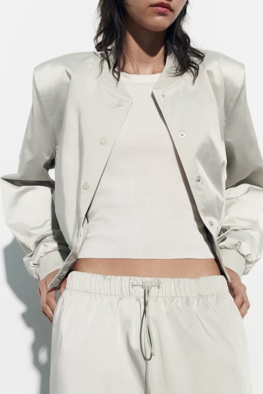 Summer Women Clothing Urban Silk Satin Texture Short Jacket