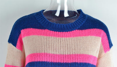Autumn Winter Sweater Stitching Wide Striped Pullover Base Knitwear Sweater