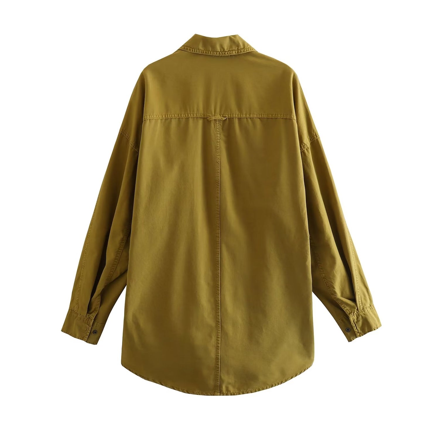 Summer   Tuyere Pocket Decoration Loose Casual Long Sleeves Jacket Shacket Women