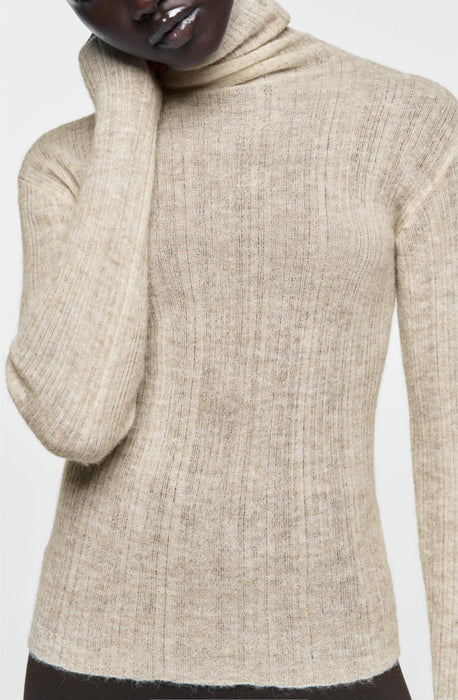 Women Wool Stand Collar Bottoming Knitwear Spring High Neck Slim Pullover Solid Color Sweater