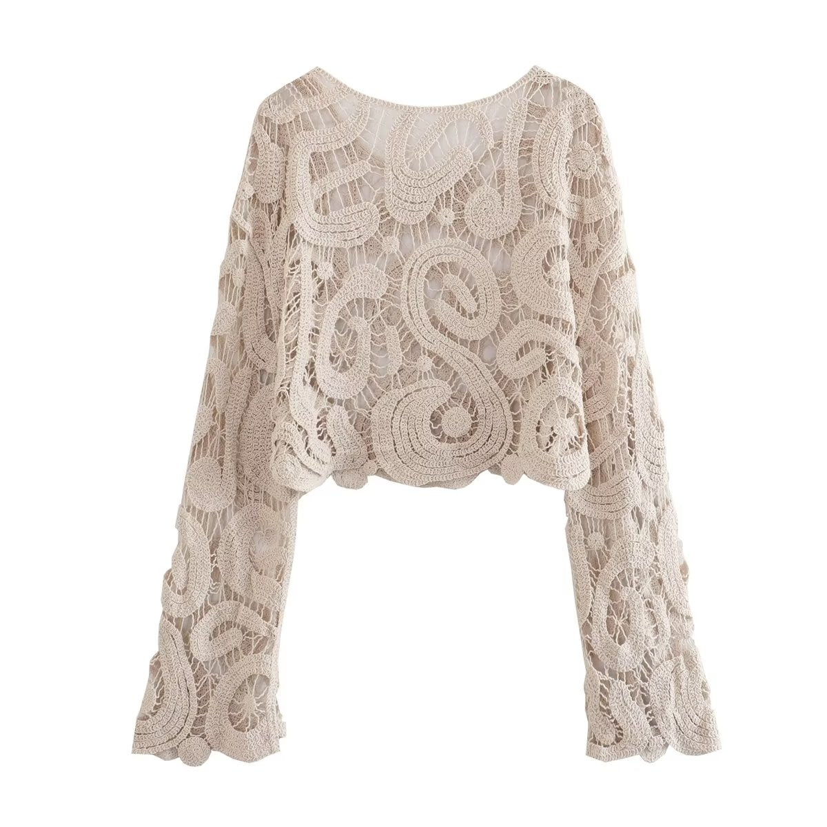 Women round Neck Crocheted Knitted Top