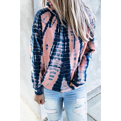 New Tie Dyed Printed Hoodie Women Long Sleeve Top