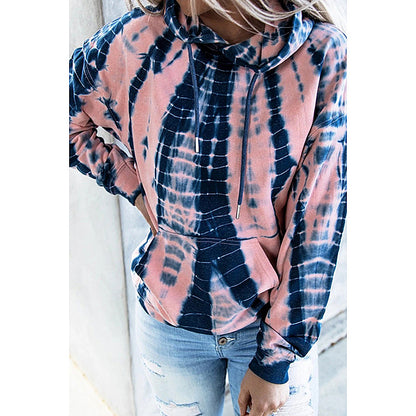 New Tie Dyed Printed Hoodie Women Long Sleeve Top