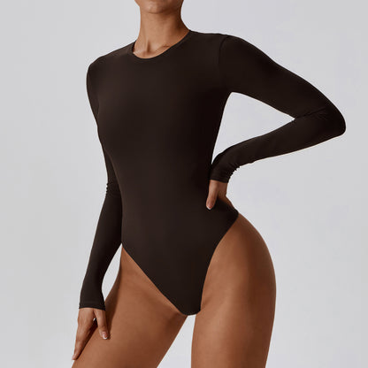 Sexy Slim Yoga Long Sleeve One Piece Ballet Dance Bottoming Skinny Jumpsuit