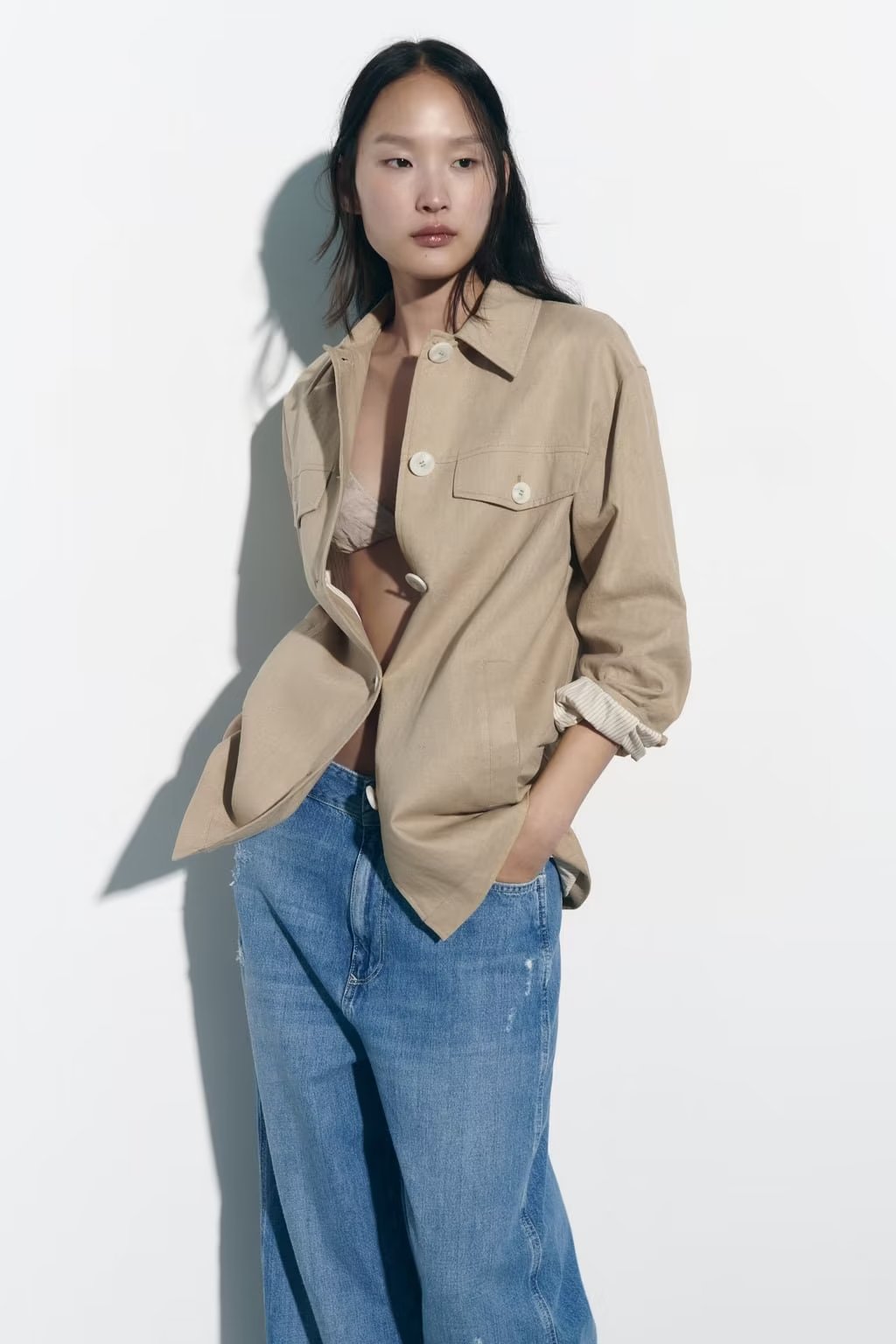 Summer Women Urban Casual Shirt Linen like Jacket