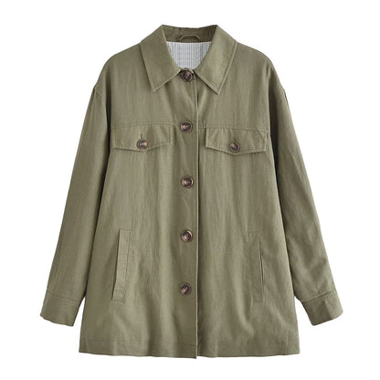 Summer Women Urban Casual Shirt Linen like Jacket