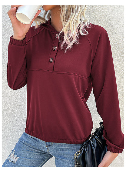 Women Clothing Long Sleeve Solid Color Hooded Autumn Winter Sweater