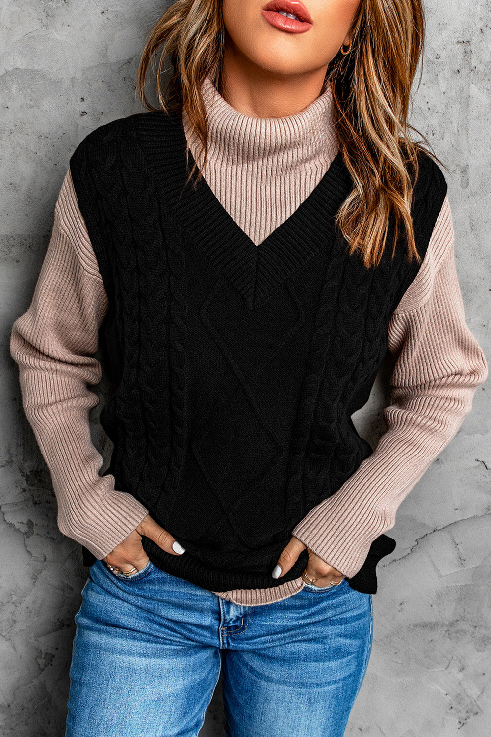 Knitted Vest Women Autumn Winter Knitted Wool Pattern Pullover Sweater