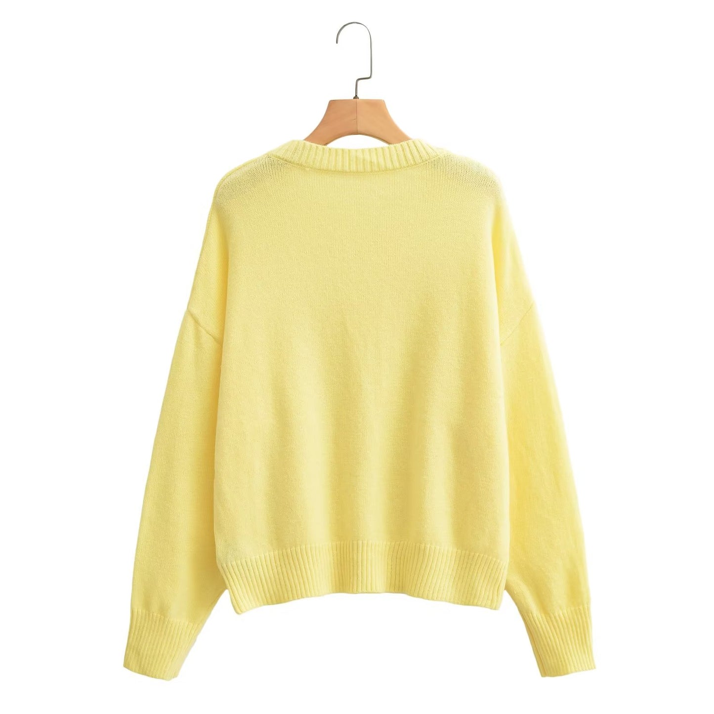 Fall Women Clothing Solid Color Long Sleeve Soft Pullover Sweater
