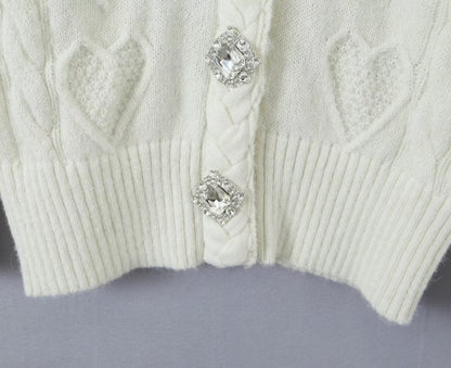 Women Clothing Women HandWoven Rhinestone Ornament Long Sweater Coat