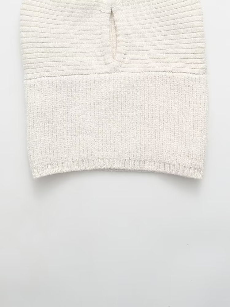 Women Clothing French One Word Wrapped Chest Knitted Tube Top