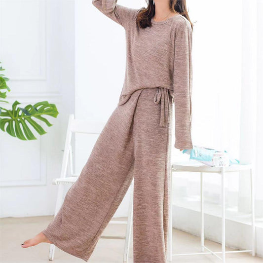 Women Homewear Two Piece Set Soft Comfortable High Elastic Outerwear Long Sleeved Pajamas Casual Loose Outfit
