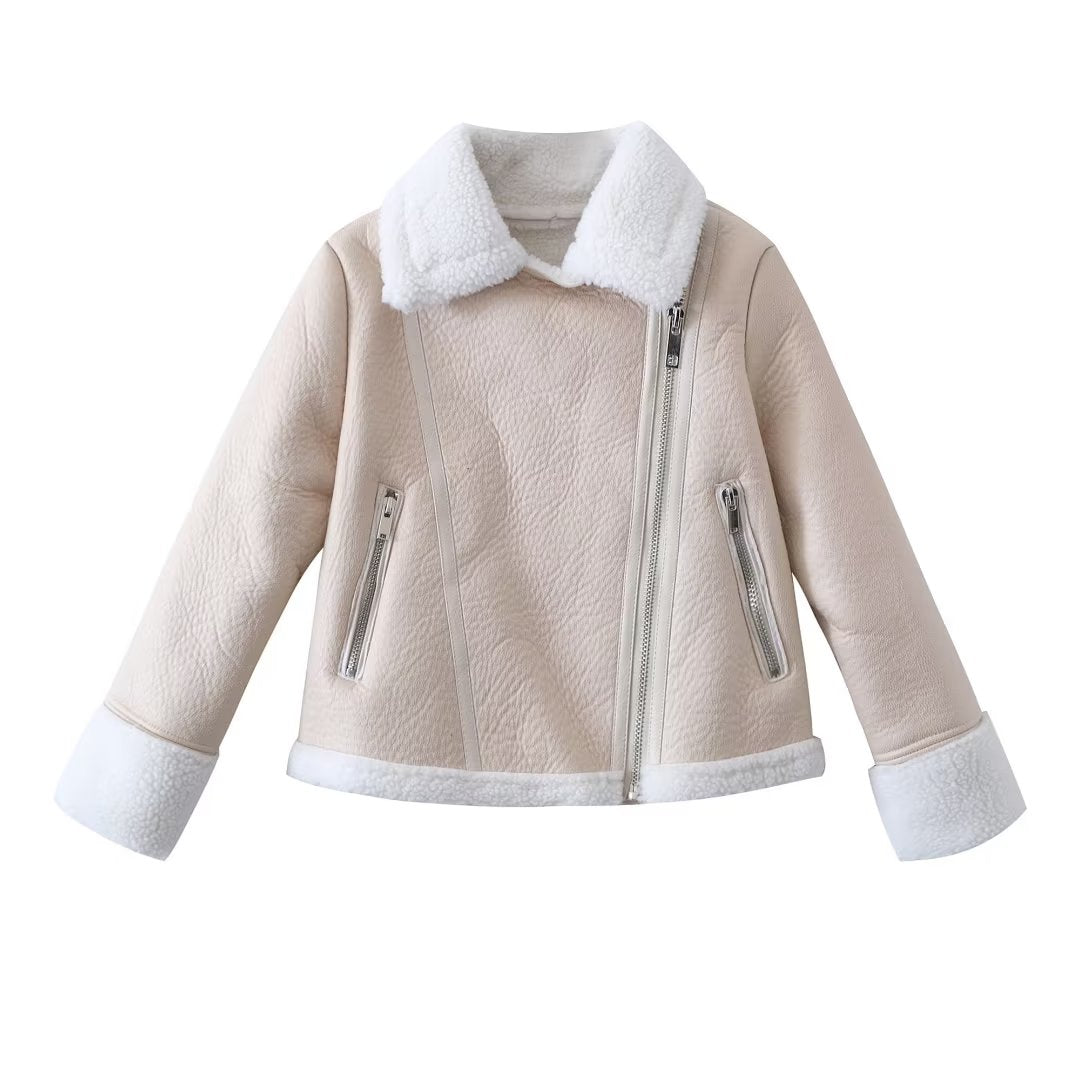 Women Clothing Women Three Color Short Faux Shearling Jacket Clothing