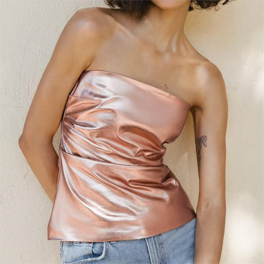 Fall Women Street Metal Color Tube Top