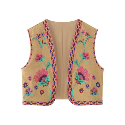French Gentle Embroidery Cardigan Vest Sweet Fresh Vest V neck Loose Crop Top Women Spring