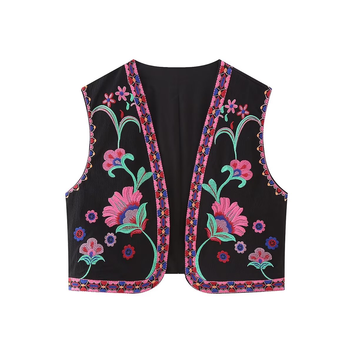 French Gentle Embroidery Cardigan Vest Sweet Fresh Vest V neck Loose Crop Top Women Spring