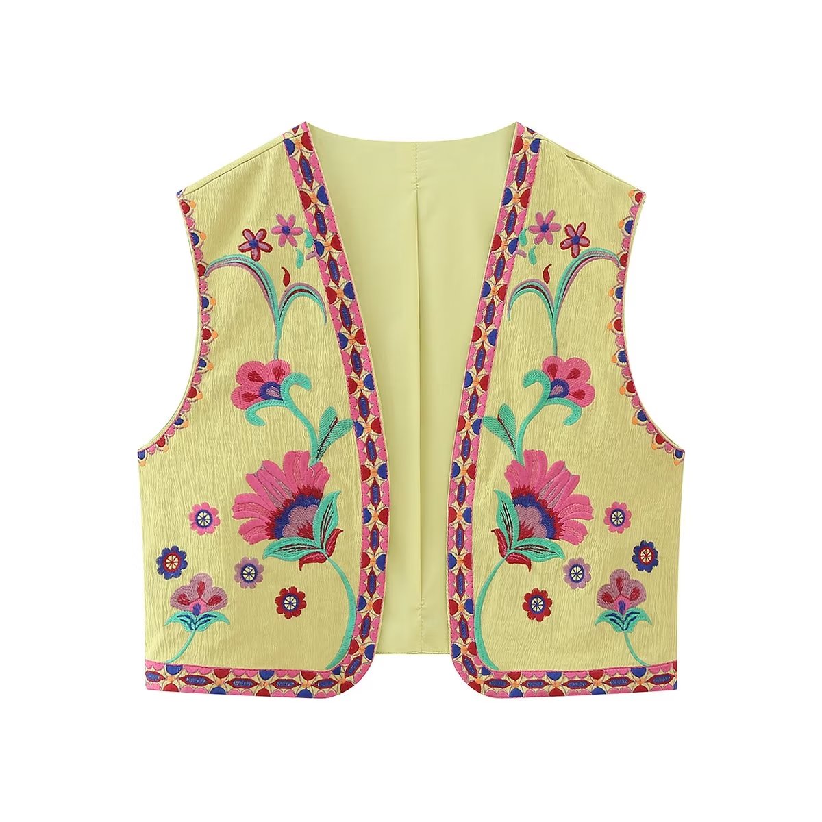 French Gentle Embroidery Cardigan Vest Sweet Fresh Vest V neck Loose Crop Top Women Spring