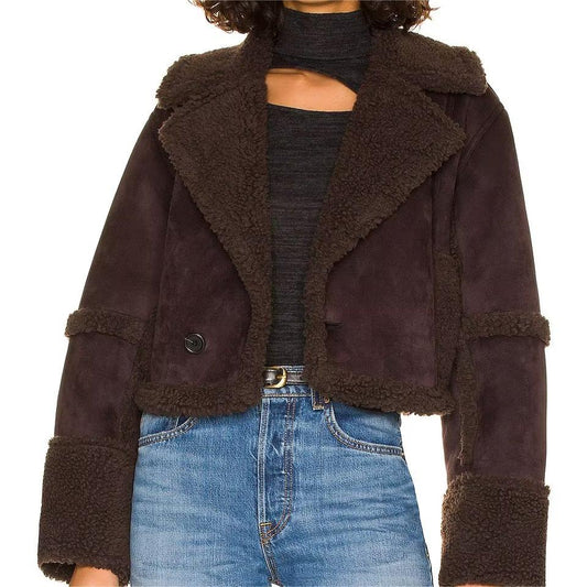 Autumn Winter Sexy Collared Faux Shearling Jacket Jacket Women Short One Button Jacket