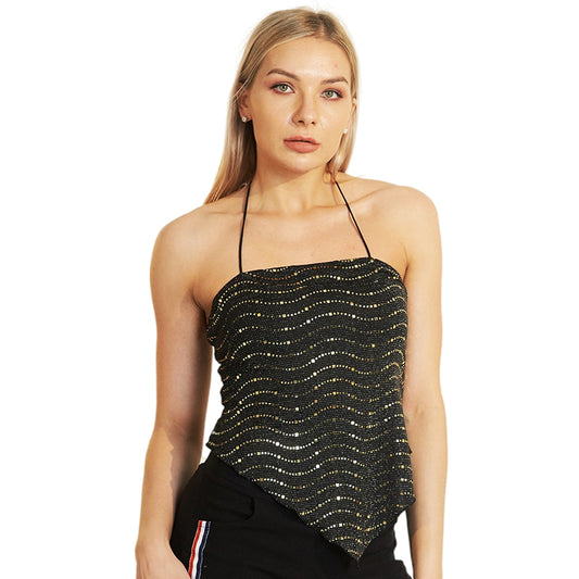 Halter Vest Women Non Specification Sequined Tube Top Lace up Slim Fit Wrapped Chest Apron