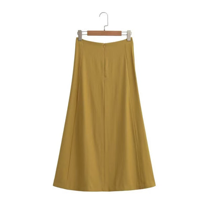 Summer V Neck Single Breasted Slim Vest Casual Midi Skirt Skirt Set Women