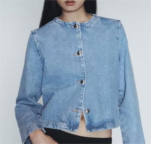 Women  Clothing French Decorated Row Button Denim Jacket Coat