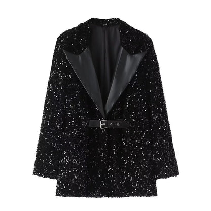 European Women Autumn Sequined Blazer