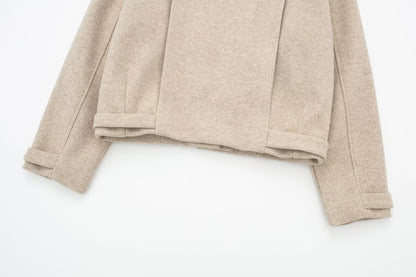 Women Clothing Women Woolen Coat Casual Long-Sleeved Top