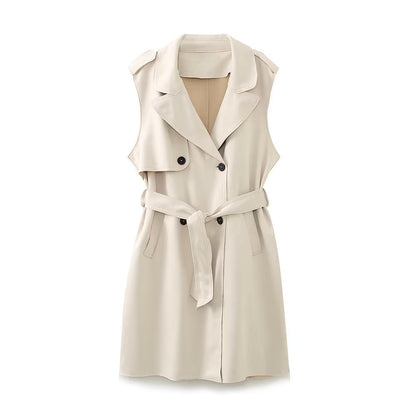 Autumn Women Clothing Suede Texture Effect Mid Length Vest