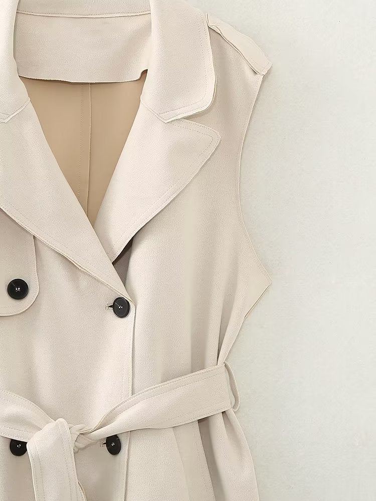 Autumn Women Clothing Suede Texture Effect Mid Length Vest