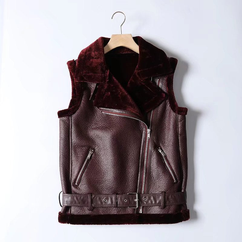 Autumn Winter Women Clothing Casual Loose Faux Shearling Jacket Warm Sleeveless Vest Waistcoat Women Coat