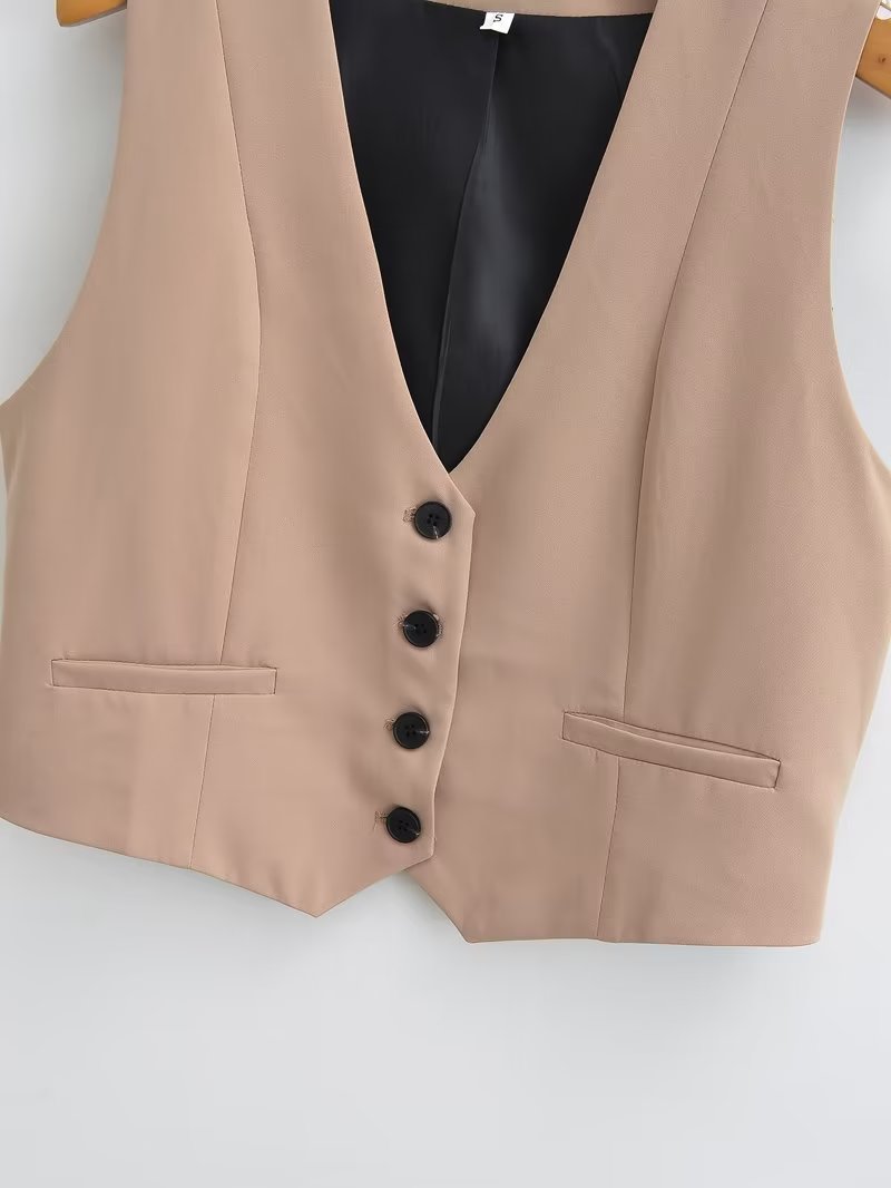 Autumn Women Clothing Short Solid Color Vest Waistcoat