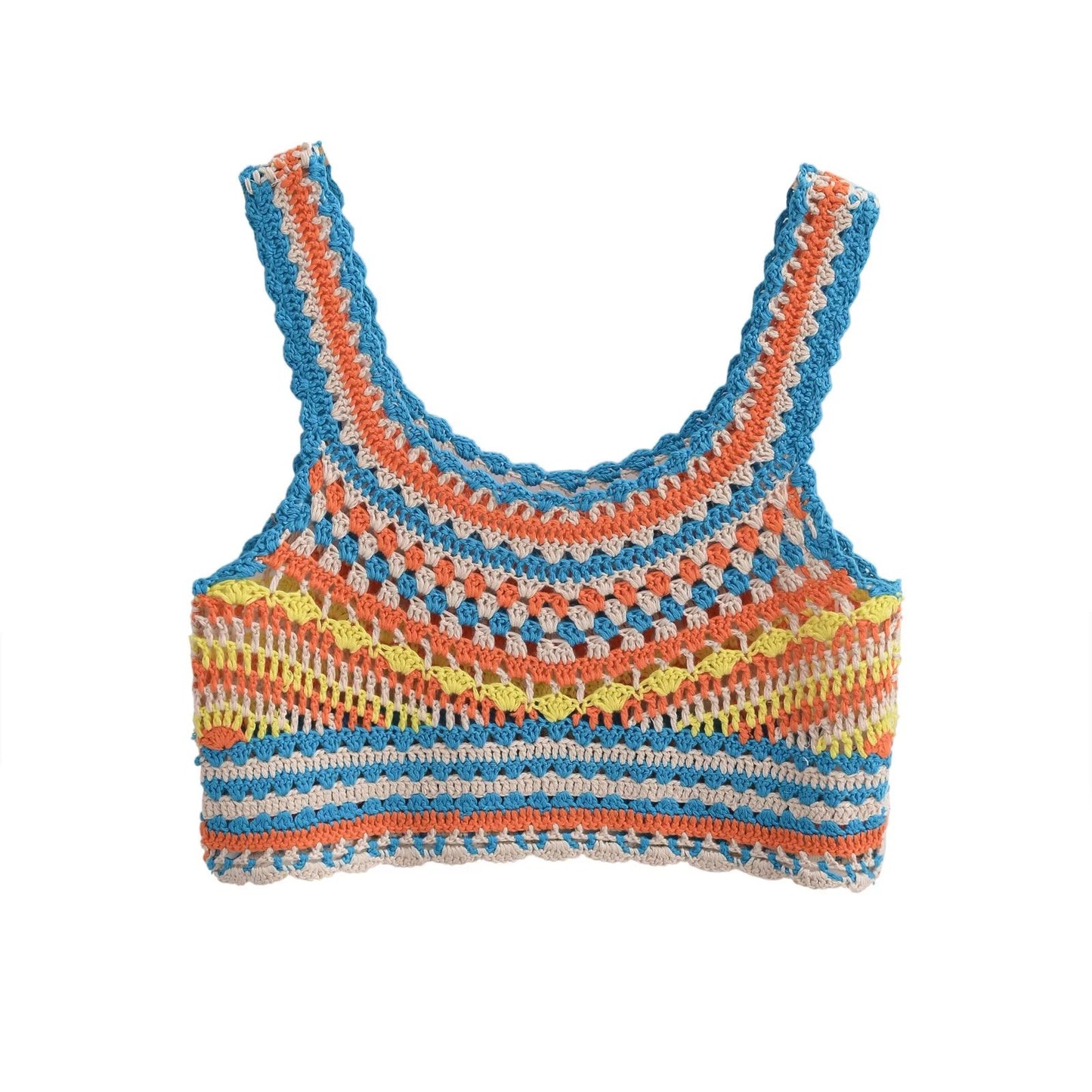 Women Autumn Crochet Pullover U Collar Sleeveless Sling Top