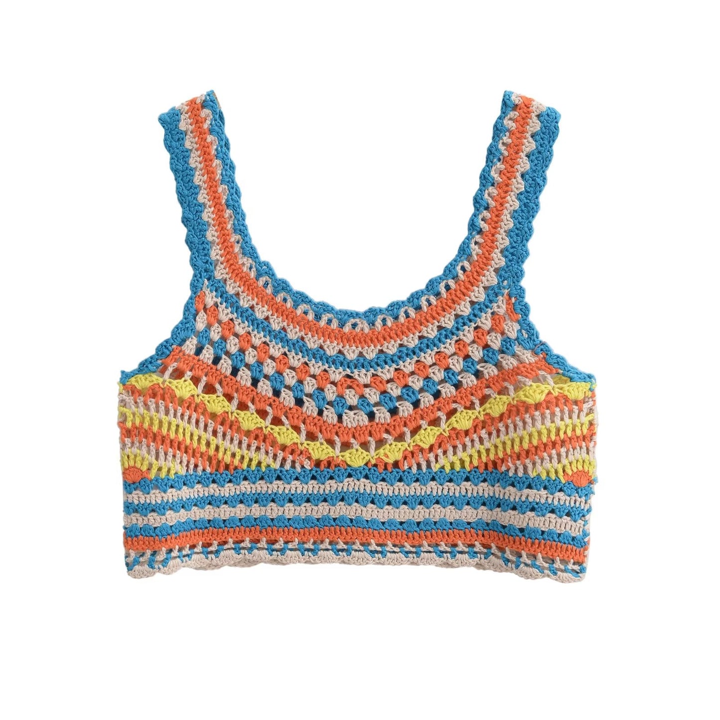 Women Autumn Crochet Pullover U Collar Sleeveless Sling Top