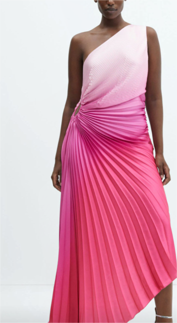 Fall Women Clothing Asymmetric Fold Gradient Color Dress