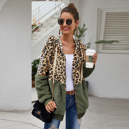 Women Clothing Leopard Splicing Winter New  Top