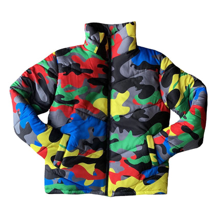 Women Clothing  Wearable Colorful Camouflage Printing Dyeing Bread Coat down Jacket Cotton-Padded Jacket