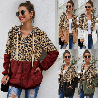 Women Clothing Leopard Splicing Winter New  Top