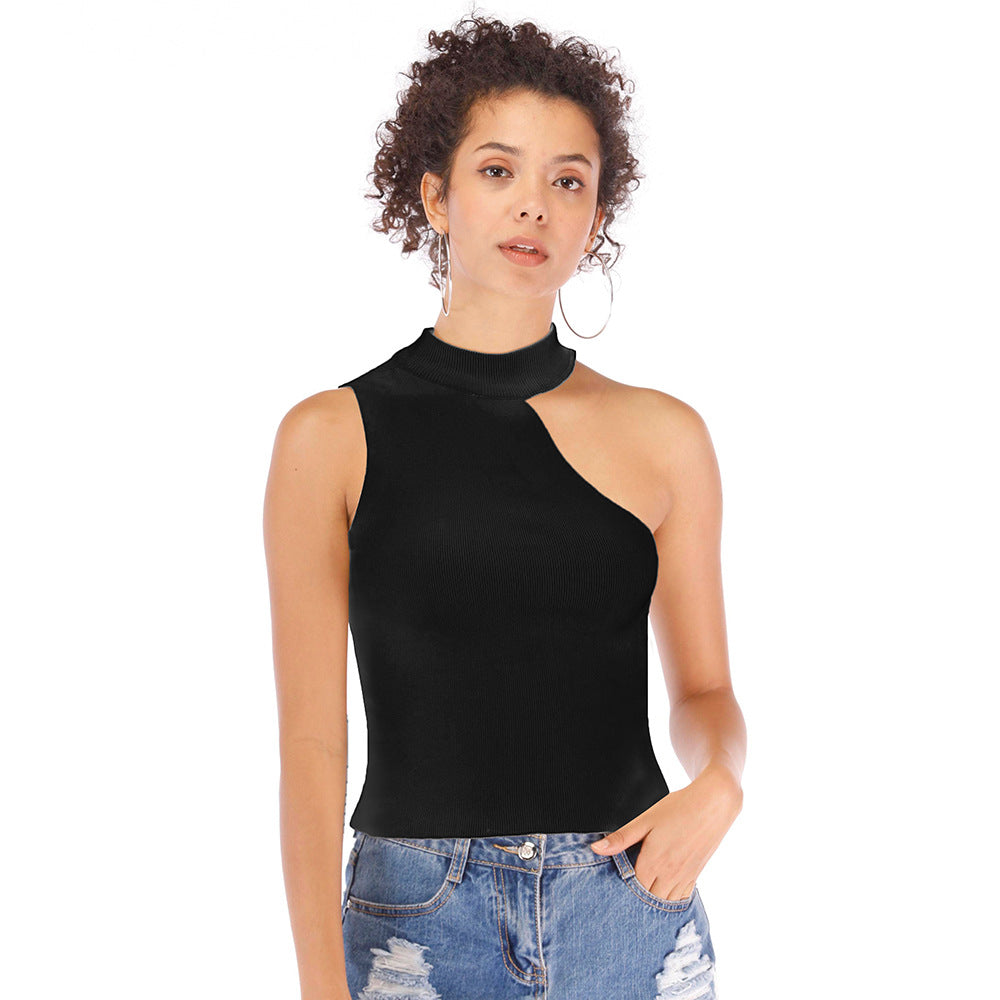 Summer Off shoulder Halter Shoulder Small Sling Vest Slim Knit Bottoming Shirt