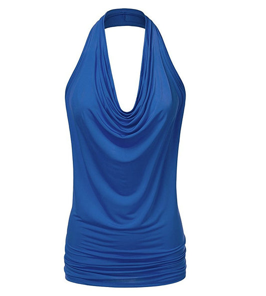 Base Shirt Solid Color Pullover Sleeveless T-shirt Women Pendant Backless Sexy Vest