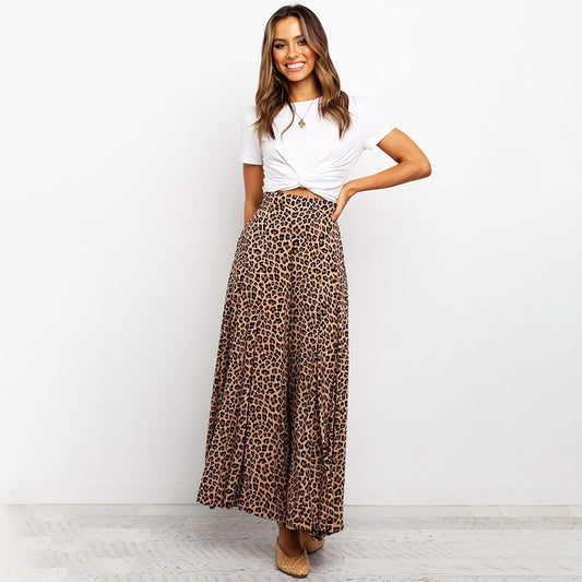 Summer Pants Printed Polka Dot Leopard Print High Waist Loose Wide Leg Pants Straight Casual Pants